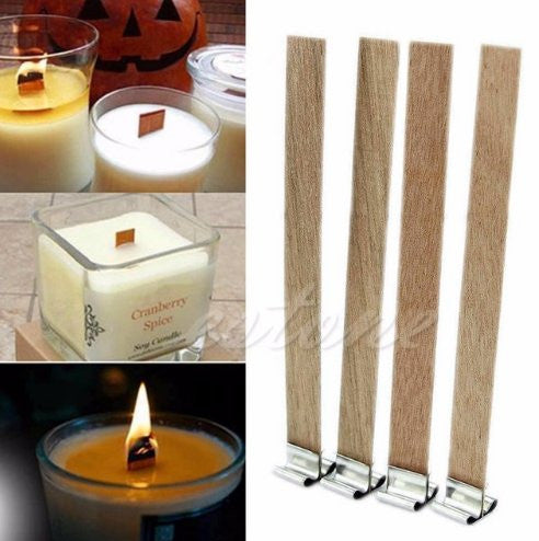 Candle Wood Wick with Sustainer Tab Candle Making Supply