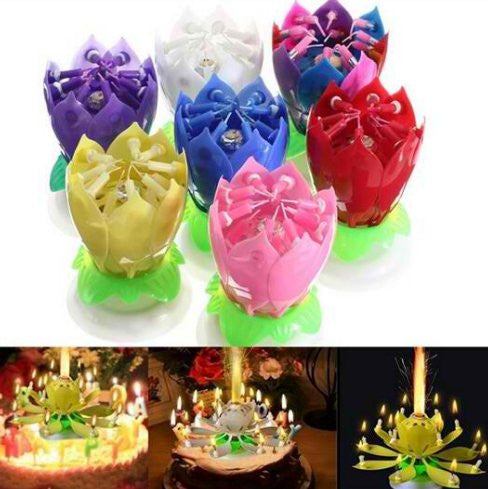 Birthday Candles Beautiful Musical Lotus Flower Happy