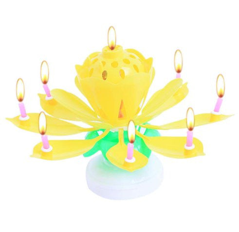 Birthday Candles Beautiful Musical Lotus Flower Happy