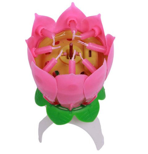 Hot Sale 1PC Beautiful Blossom Lotus Flower Design Music Candle