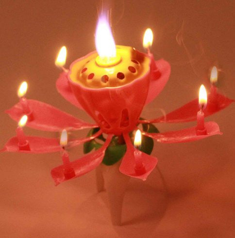 Hot Sale 1PC Beautiful Blossom Lotus Flower Design Music Candle